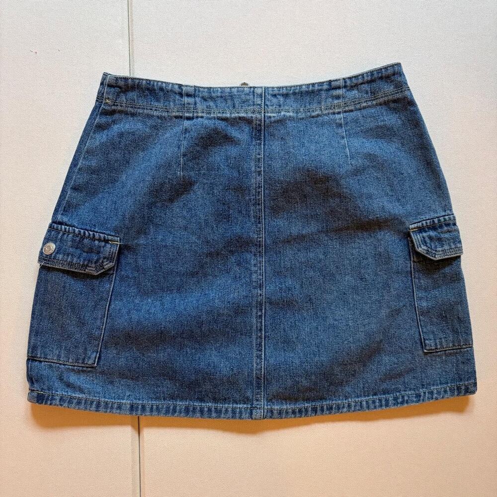 Vintage 90s Express Bleus Full Zip Cargo Denim Mini Skirt 5/6 - Picture 4 of 6